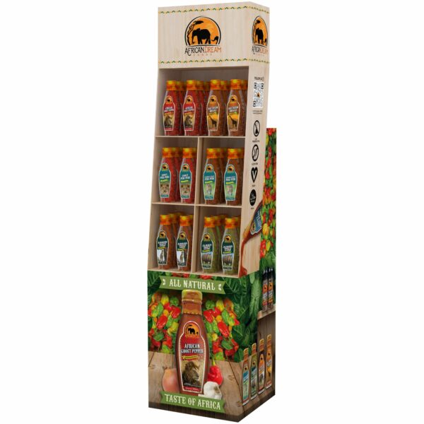 African Dream Foods DS-004 display shipper - left angle